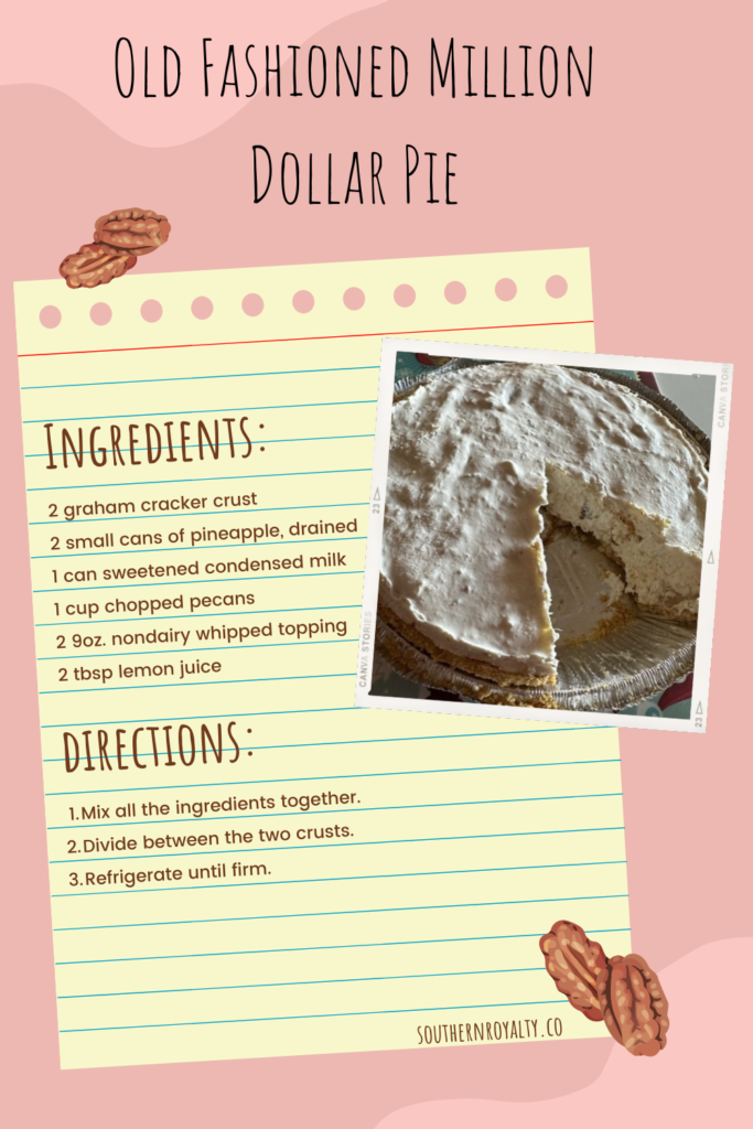 Old fashioned million dollar no bake pie ingredients and directions