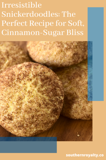 Close-up of soft snickerdoodles with a golden cinnamon-sugar crust.