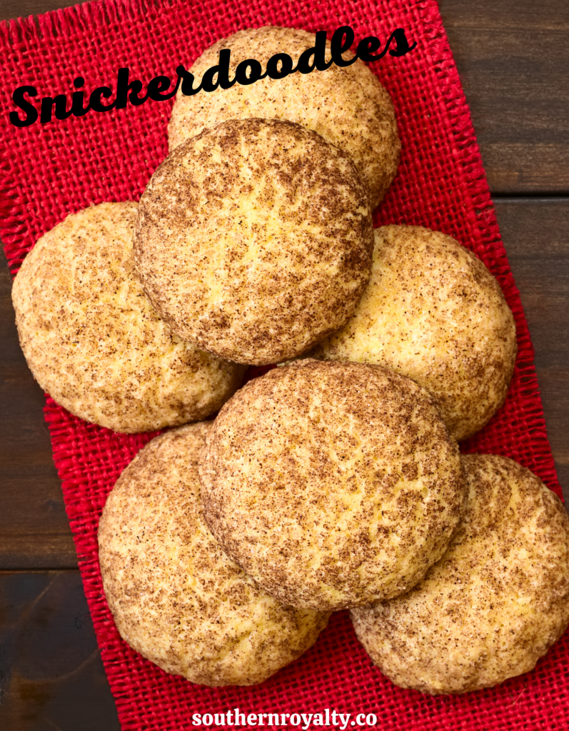 Snickerdoodles on a red woven mat.